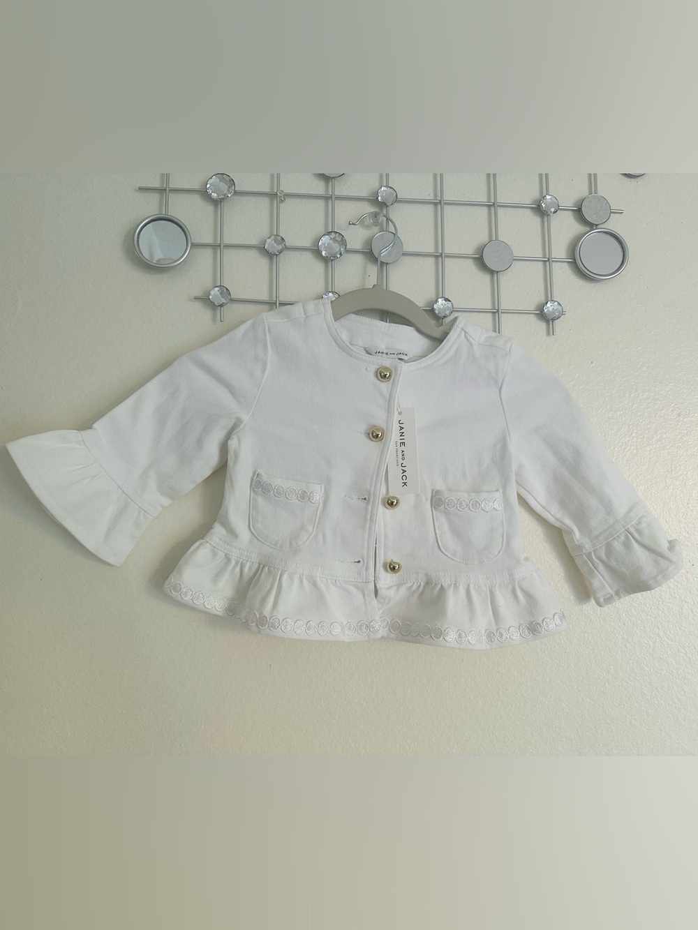 Janie and Jack White Jean Jacket with Gold Buttons